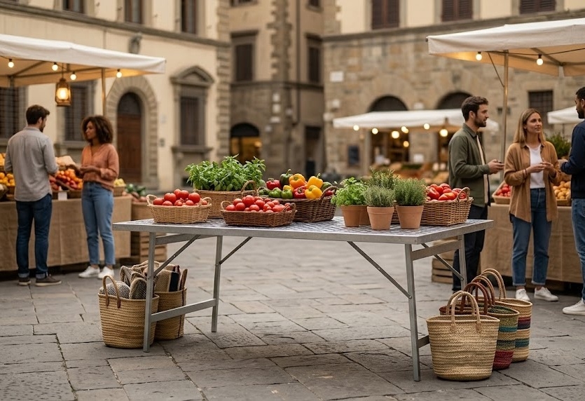 Attrezzature da mercato: guida completa per scegliere banchi, tavoli e ombrelloni professionali
