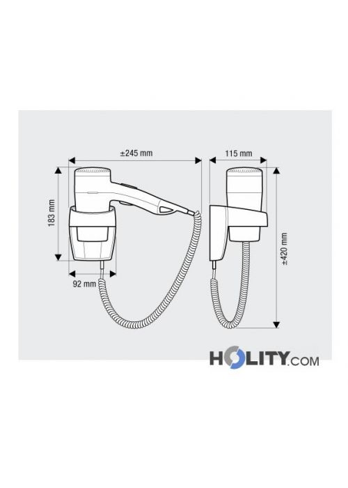 Supporto Parete Per Asciugacapelli Valera - Cromato, Con Blocco Cavo, Viti Incluse
