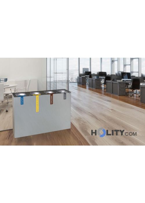 Contenitore Multiuso In Metallo Galvanizzato Rustico 34x25x14 Cm - 4 Scomparti In Legno - Portaoggetti Per Cucina E Bagno