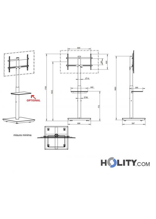 Supporto TV ad altezza variabile h19319