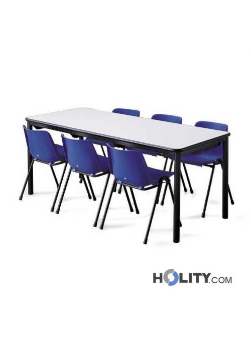 Tavolo mensa attrezzato con supporto per sedie h15104