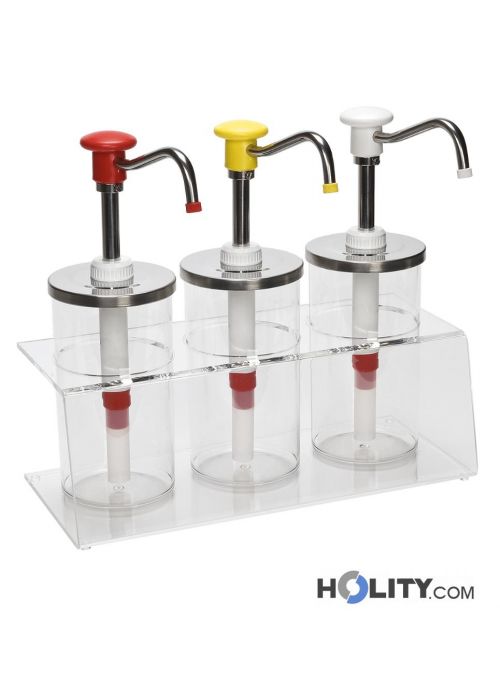 Dispenser Per Salse Da 2.6 Litri - Set Di 4 Con Pompe, Coperchio Stagno, Per Gastronomia - Foto 8