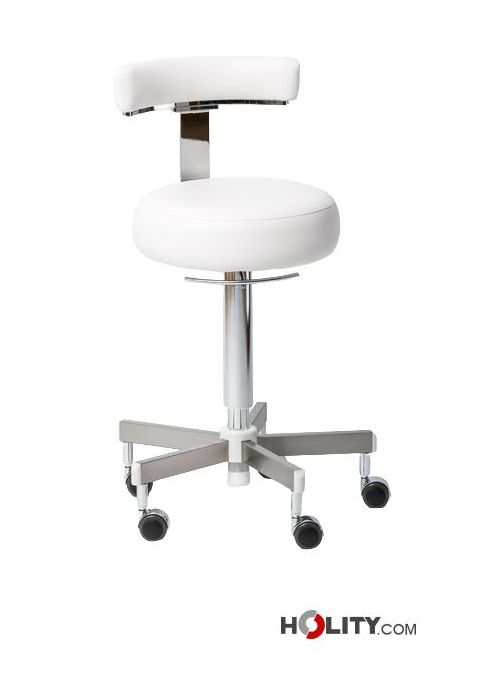 Sgabello Da Lavoro Girevole Con Ruote - Per Estetisti, Studi Medici, Tatuatori, Altezza Regolabile, Colore Azzurro