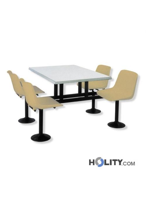 Tavolo mensa con sedie incorporate h15131