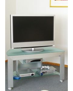 Carrello portatv in alluminio e cristallo con ruote h12515