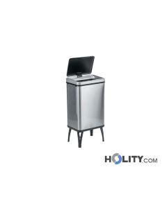 Gettacarte inox pieghevole con coperchio automatico 40 lt h20_238