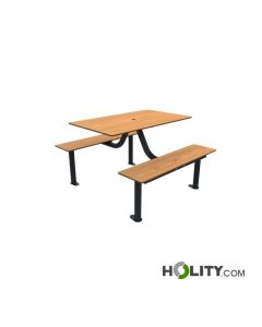 Tavolo con panche e foro per ombrellone h463_15