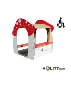 Casetta inclusiva per bambini di legno a forma di fungo  h763_29