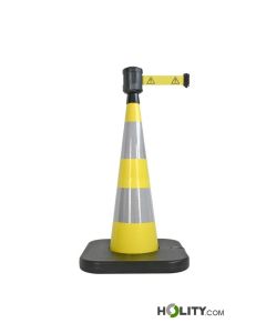Cono di segnalazione con cinghia retrattile gialla h972_131