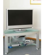 Carrello portatv in alluminio e cristallo con ruote h12515