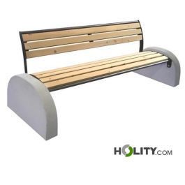 Panchina arredo urbano con doghe in legno e cemento h10906