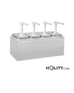 Dispenser A Pompa Per Salse Con 3 Barattoli – 2 Litri, In Acciaio Inox E Plastica, Per Ketchup E Condimenti - 2