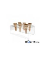 Portaconi Mignon Da Banco In Plexiglass Trasparente 30 Fori - Espositore Per Gelaterie E Bar, 26x32x5 Cm, Foro 22 Mm
