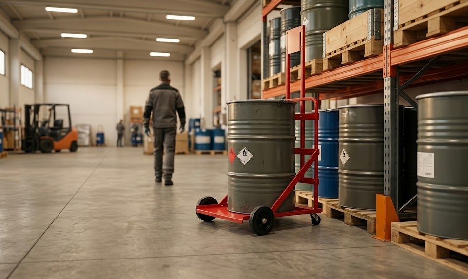 Carrelli per movimentazione fusti: guida completa per l’uso industriale