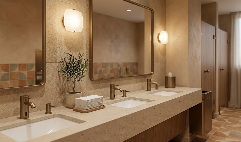 Arredo bagno pubblico: come scegliere soluzioni resistenti e funzionali