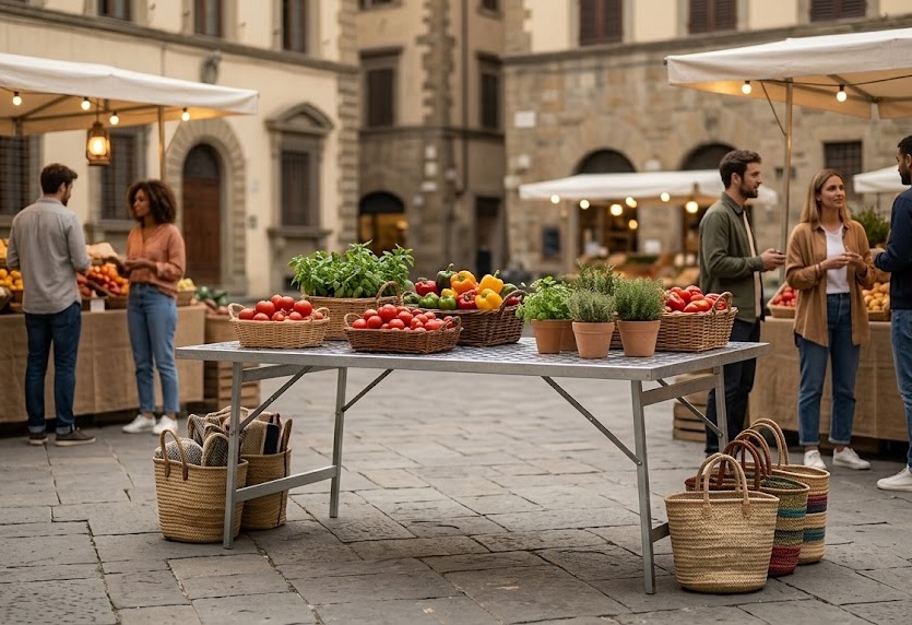 Attrezzature da mercato: guida completa per scegliere banchi, tavoli e ombrelloni professionali