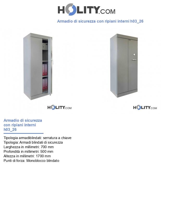 Armadio di sicurezza con ripiani interni h03_26