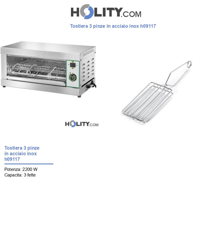 Tostiera 3 pinze in acciaio inox h09117