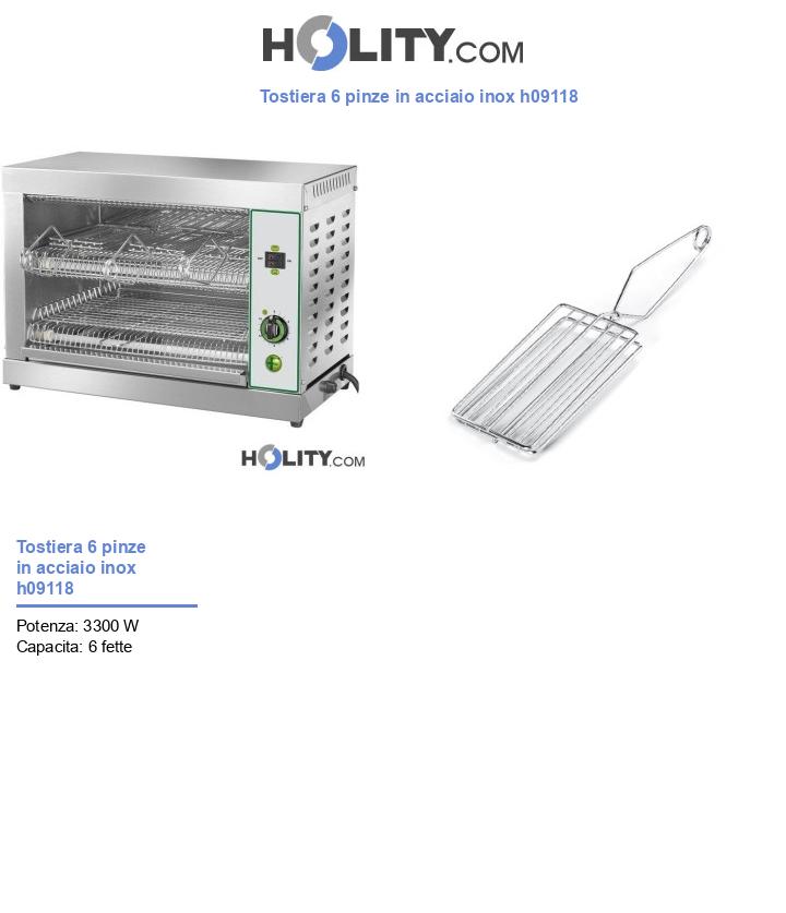 Tostiera 6 pinze in acciaio inox h09118