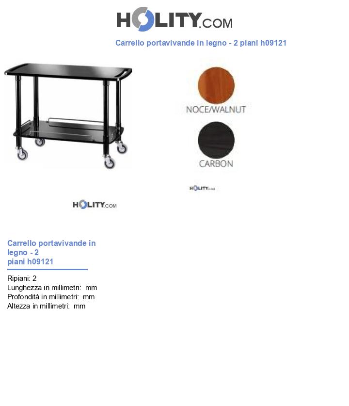 Carrello portavivande in legno - 2 piani h09121