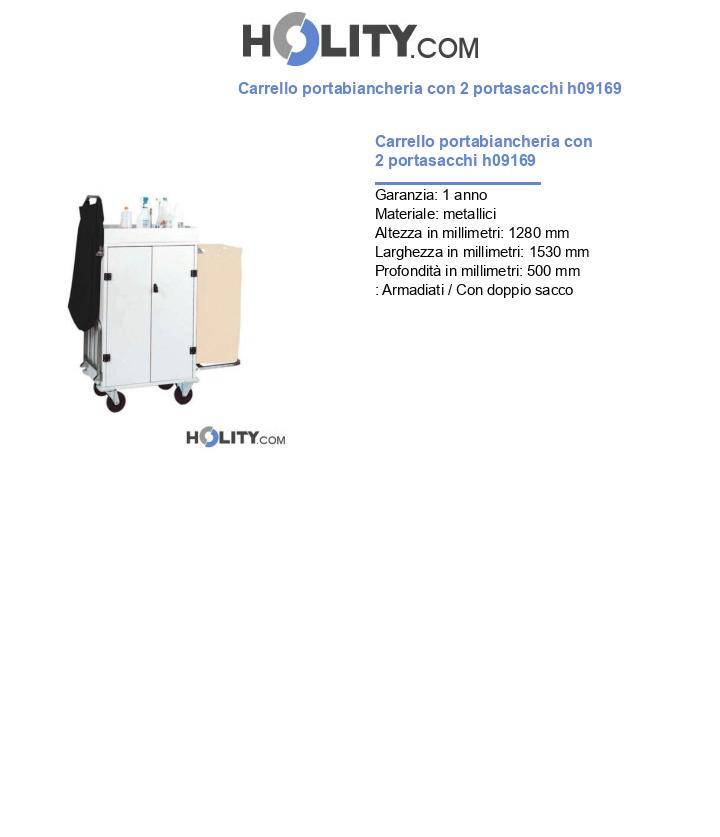 Carrello portabiancheria con 2 portasacchi h09169