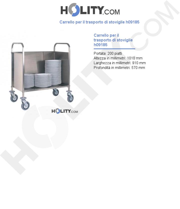 Carrello per il trasporto di stoviglie h09185