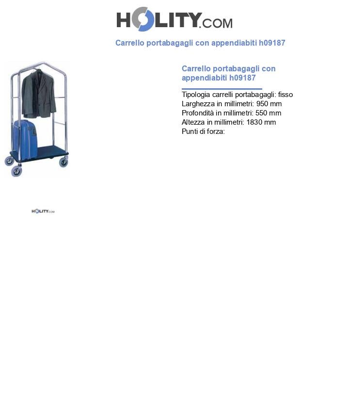 Carrello portabagagli con appendiabiti h09187