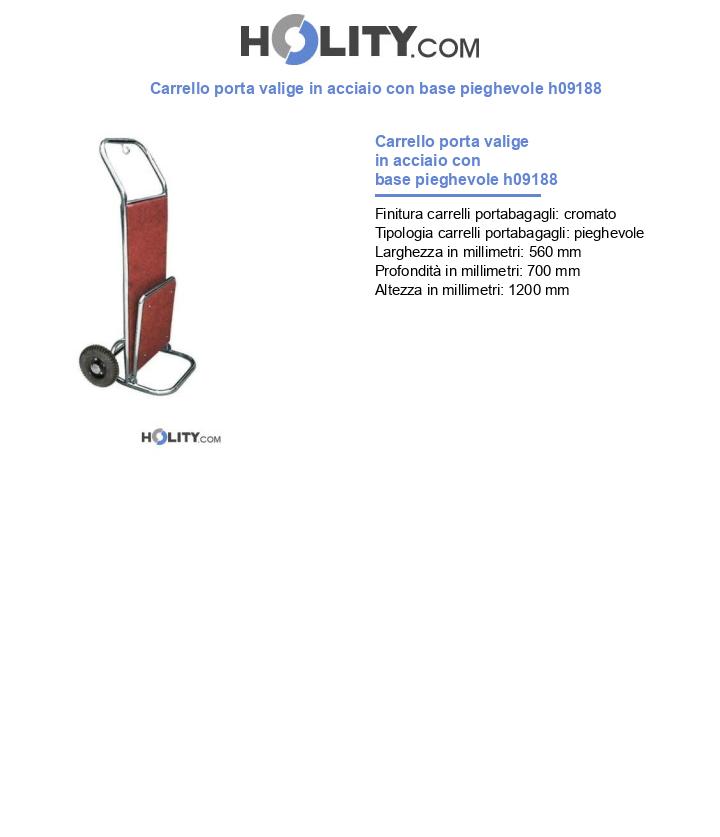 Carrello porta valige in acciaio con base pieghevole h09188