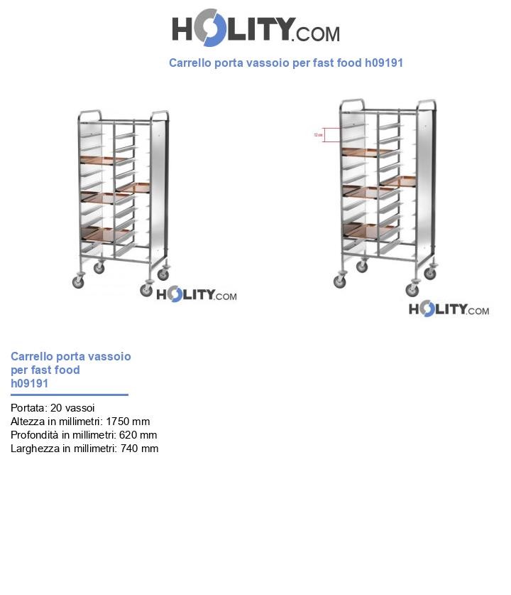 Carrello porta vassoio per fast food h09191