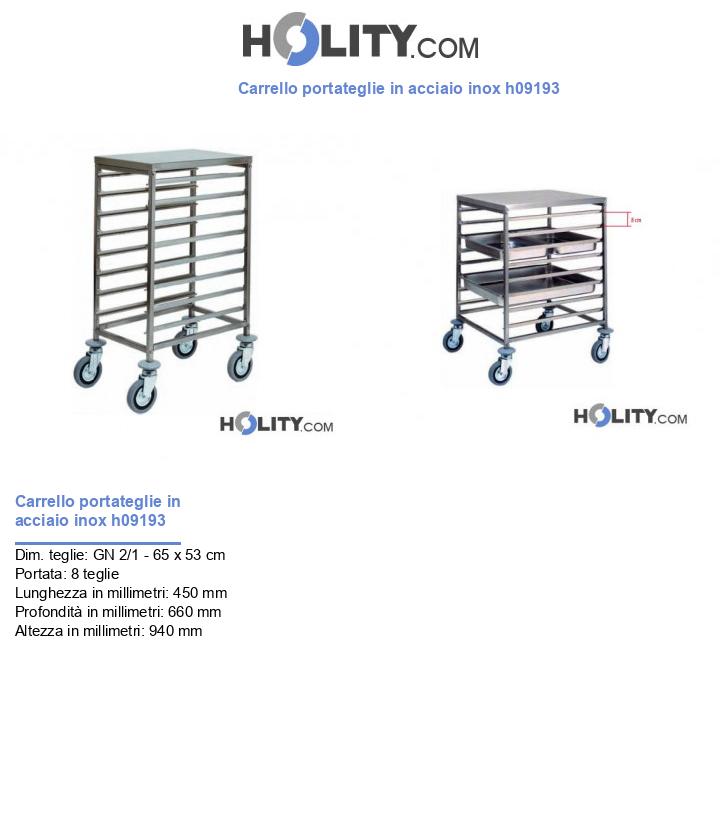 Carrello portateglie in acciaio inox h09193