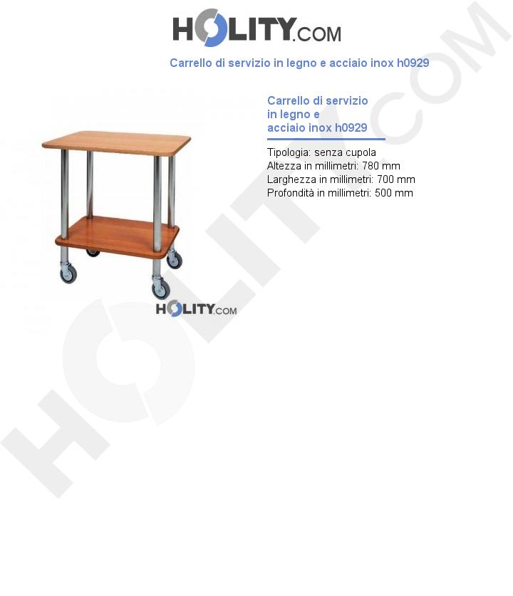 Carrello di servizio in legno e acciaio inox h0929