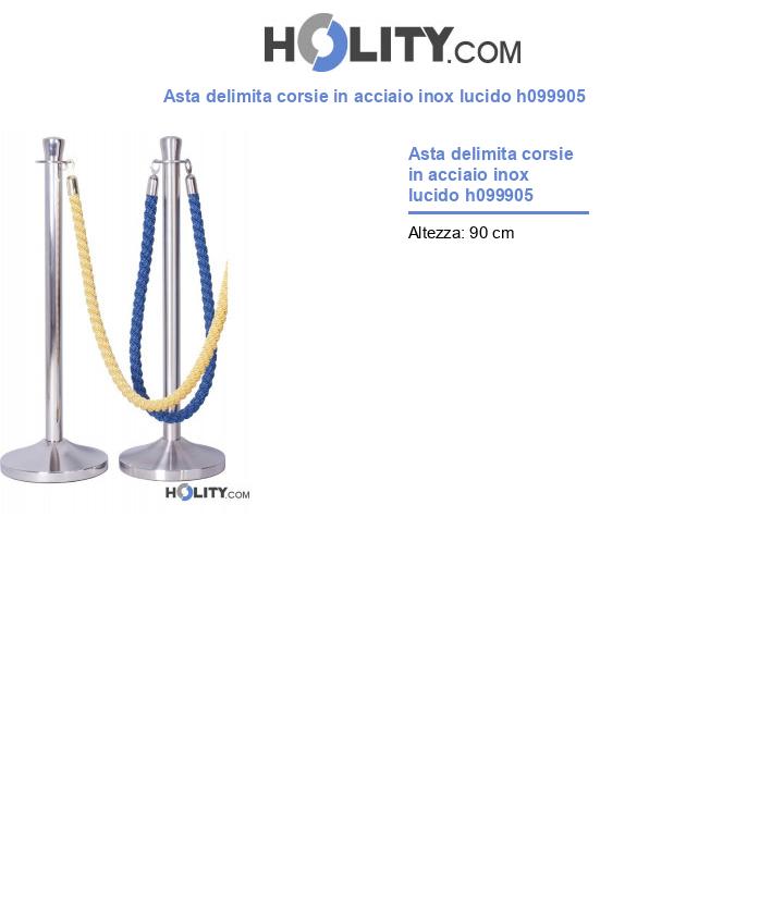 Asta delimita corsie in acciaio inox lucido h099905