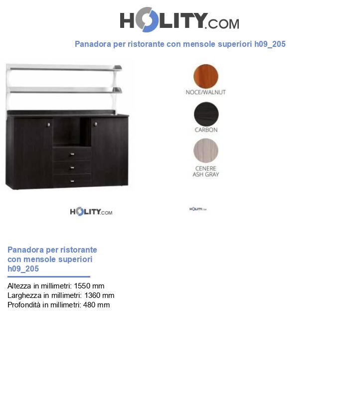Panadora per ristorante con mensole superiori h09_205