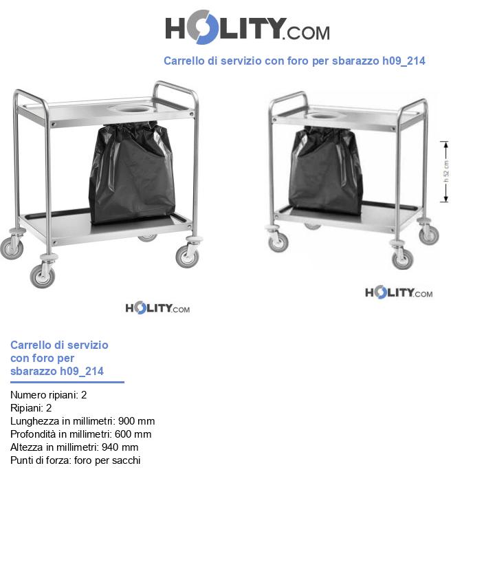 Carrello di servizio con foro per sbarazzo h09_214