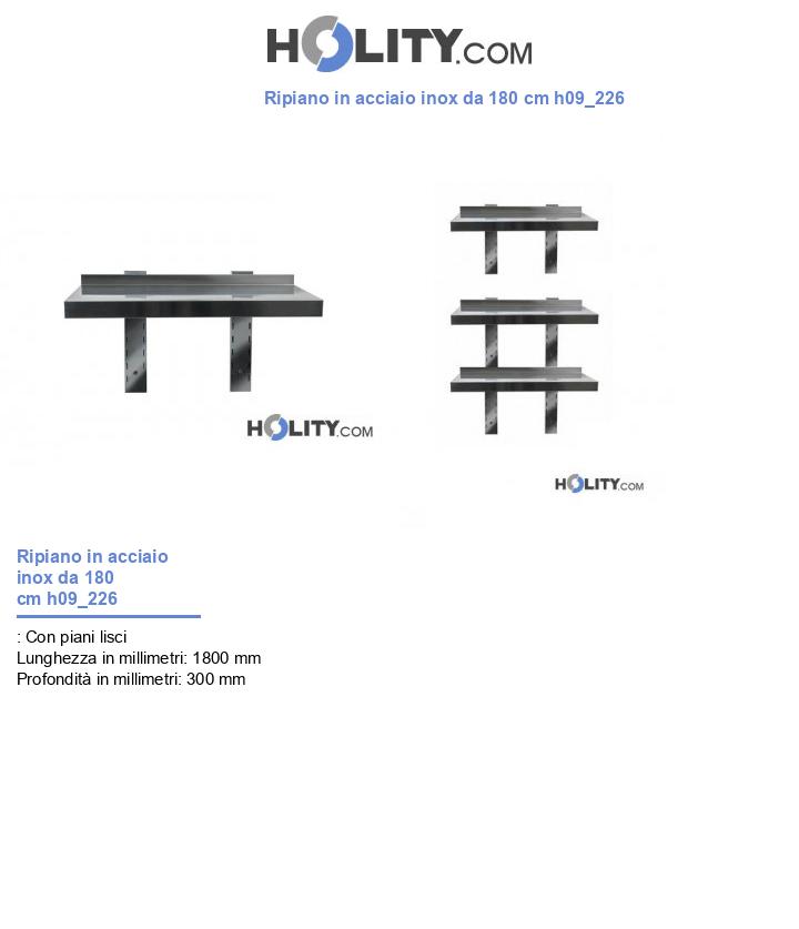 Ripiano in acciaio inox da 180 cm h09_226