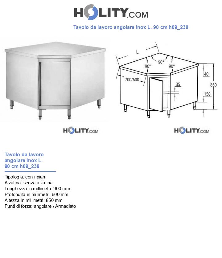 Tavolo da lavoro angolare inox L. 90 cm h09_238