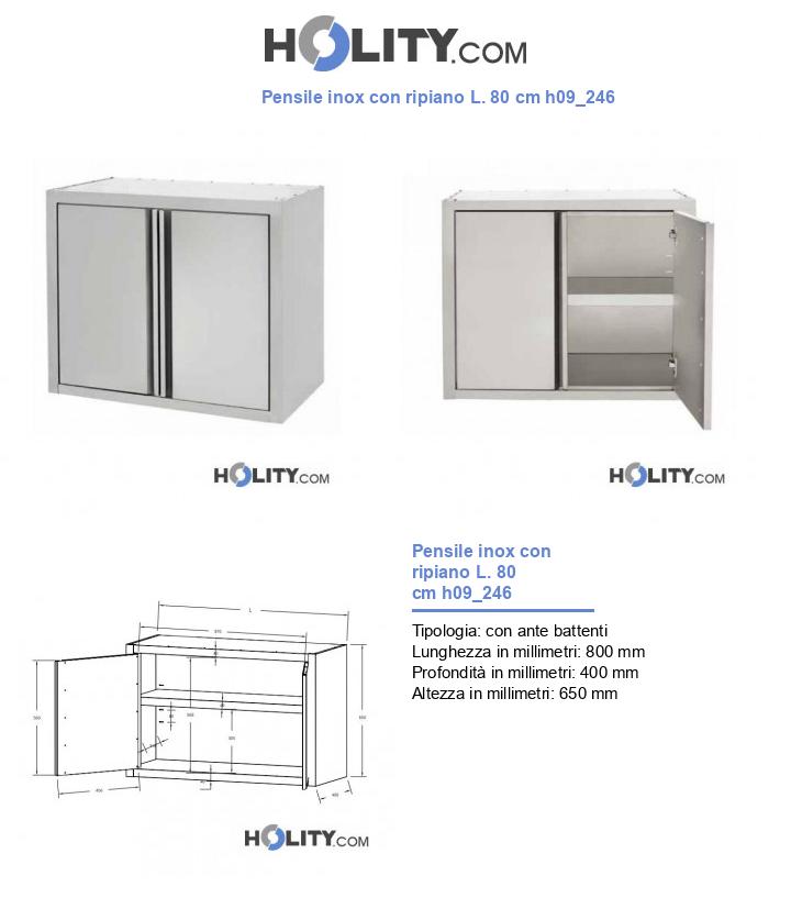 Pensile inox con ripiano L. 80 cm h09_246