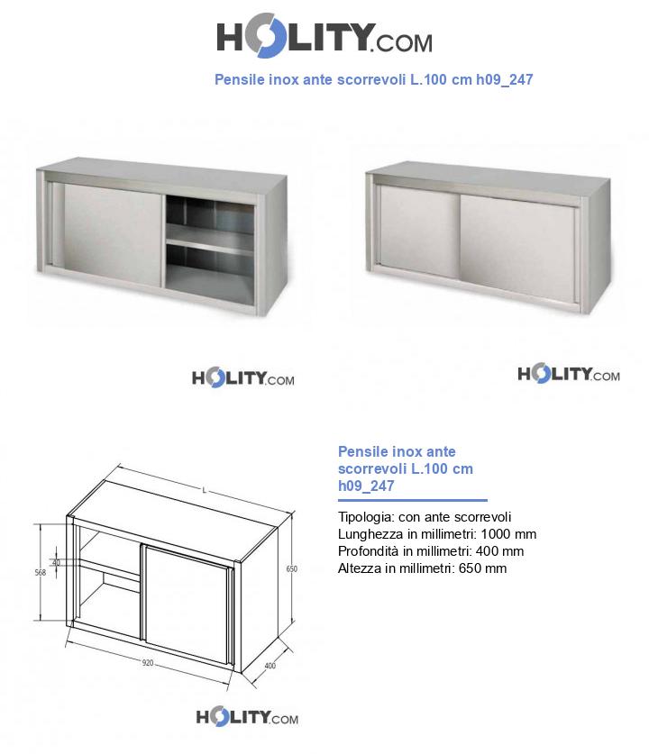 Pensile inox ante scorrevoli L.100 cm h09_247