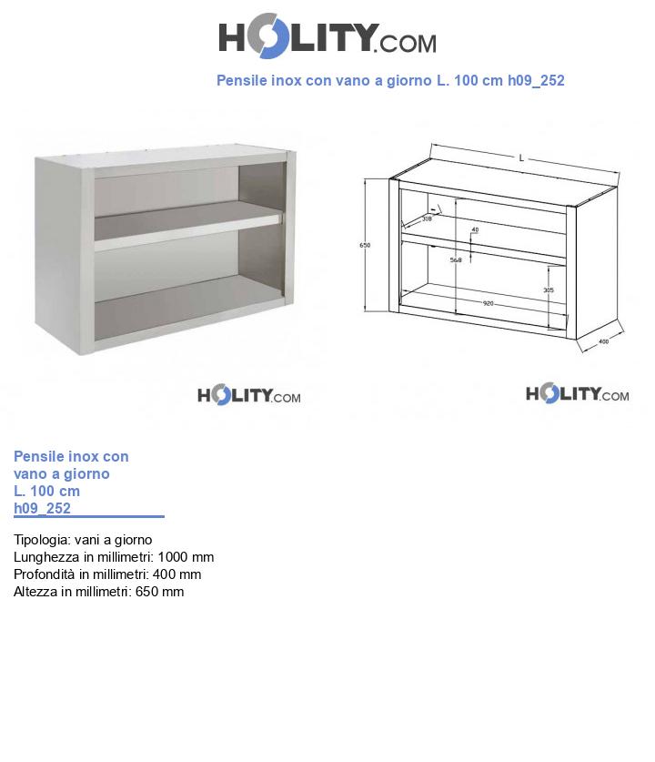 Pensile inox con vano a giorno L. 100 cm h09_252