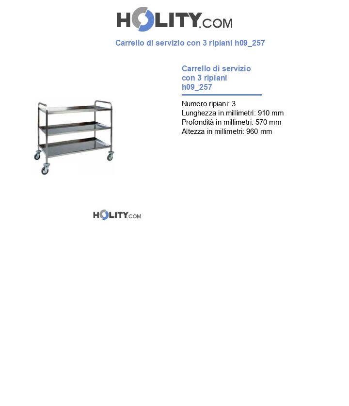 Carrello di servizio con 3 ripiani h09_257