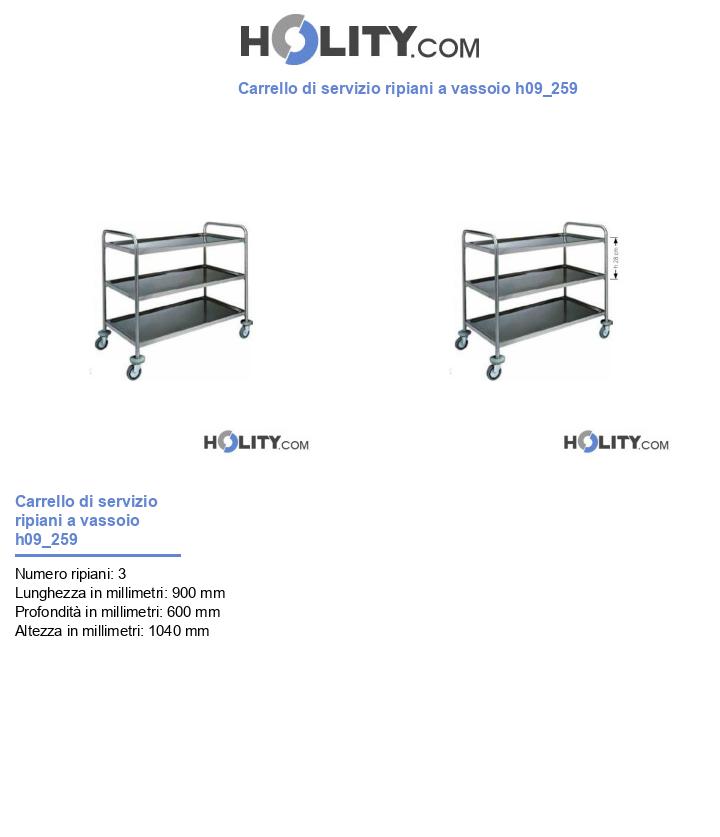 Carrello di servizio ripiani a vassoio h09_259