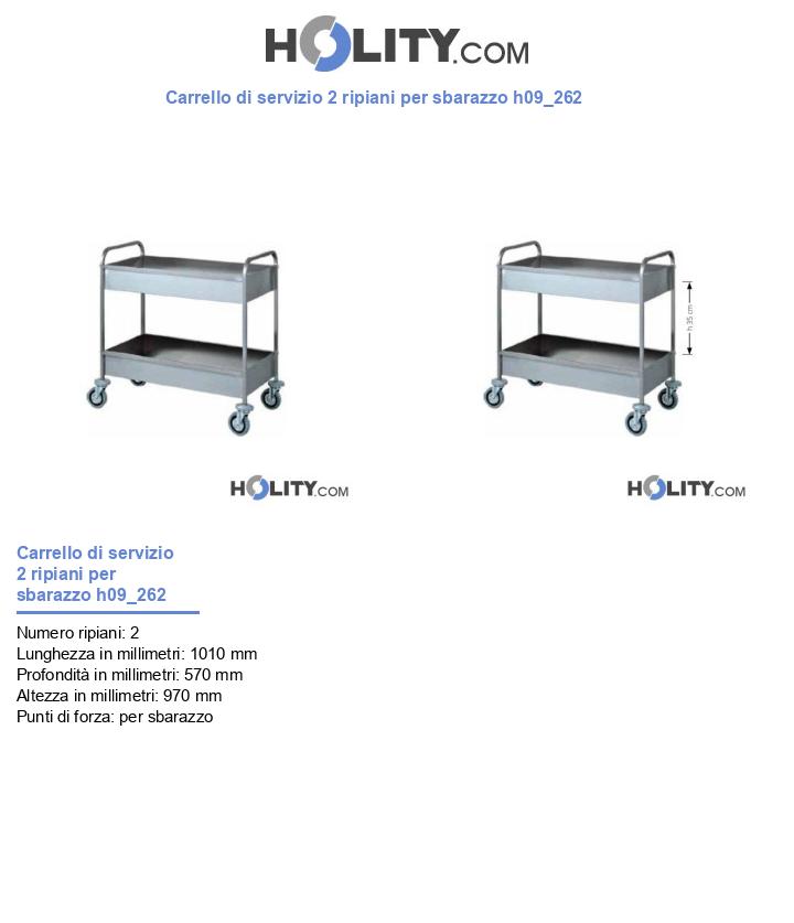 Carrello di servizio 2 ripiani per sbarazzo h09_262