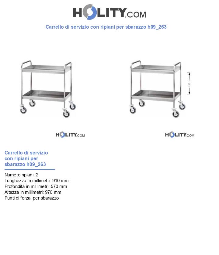 Carrello di servizio con ripiani per sbarazzo h09_263