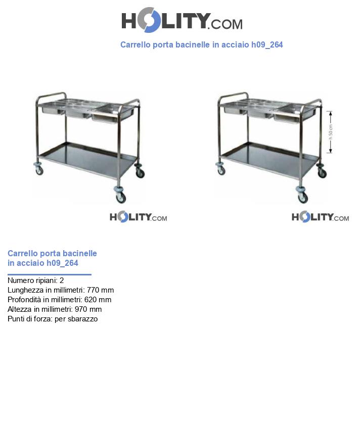 Carrello porta bacinelle in acciaio h09_264
