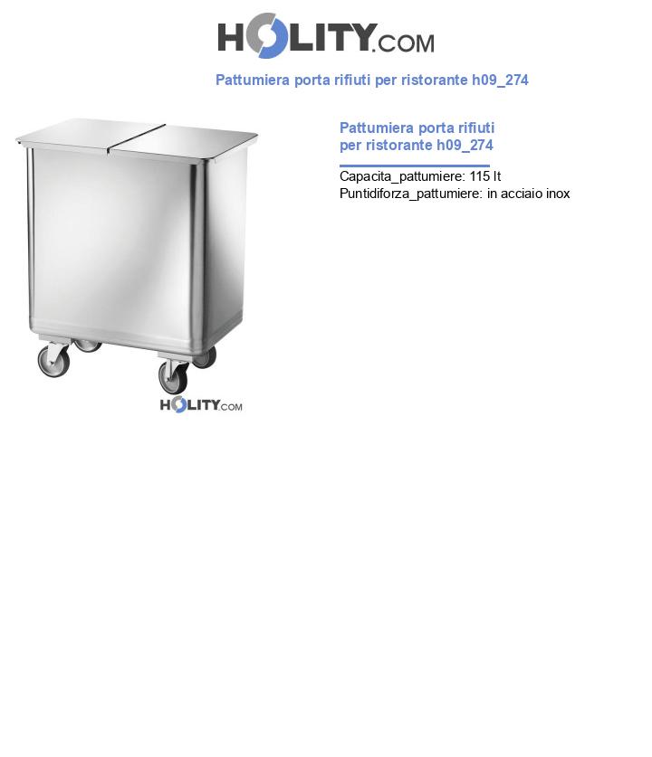 Pattumiera porta rifiuti per ristorante h09_274