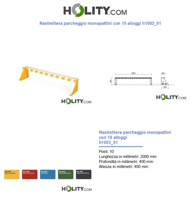 Rastrelliera parcheggio monopattini con 10 alloggi h1003_01