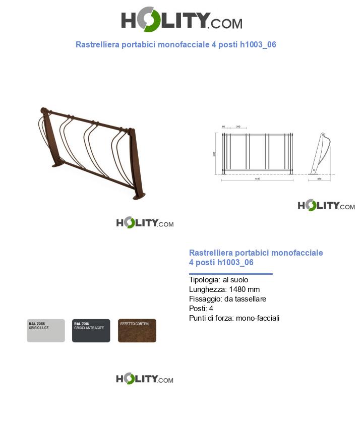 Rastrelliera portabici monofacciale 4 posti h1003_06