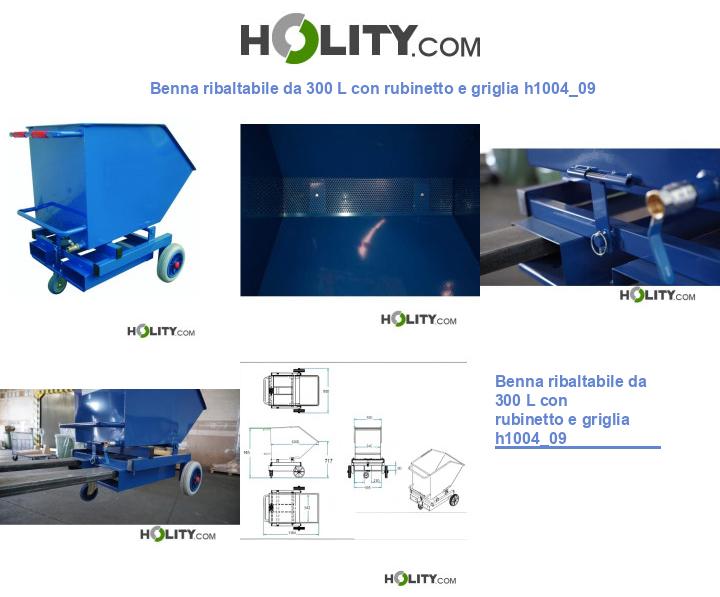 Benna ribaltabile da 300 L con rubinetto e griglia h1004_09