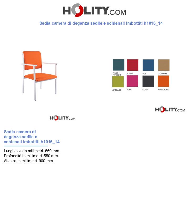 Sedia camera di degenza sedile e schienali imbottiti h1016_14