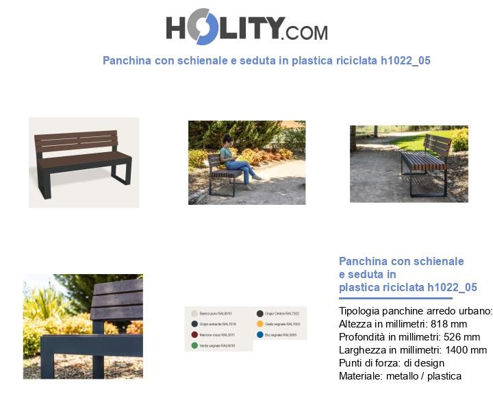 Panchina con schienale e seduta in plastica riciclata h1022_05